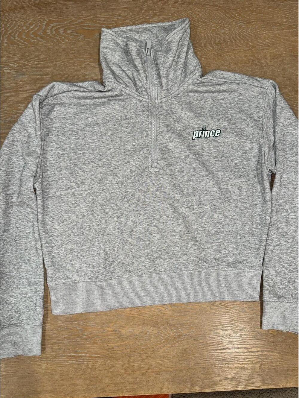 Women's Prince Pickleball French Terry 1/4 Zip Pullover Heather Gray Size LARGE